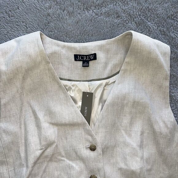 J. Crew Women’s Classic Vest Stretch Linen Blend Size 22 Ecru Ivory Beige FIV - Picture 6 of 10